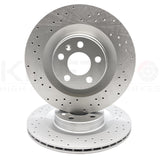 FOR VOLVO XC90 T8 R-DESIGN CROSS DRILLED REAR BRAKE DISCS PAIR 320mm COATED