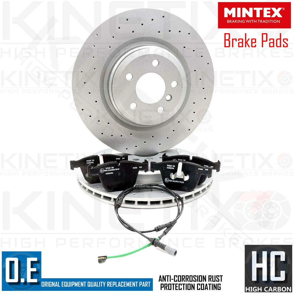 FOR BMW 550i Gran turismo F07 REAR CROSS DRILLED BRAKE DISCS PADS & SENSOR 370mm