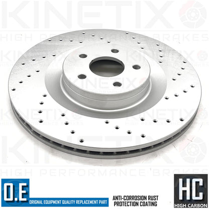 FOR FORD FOCUS RS MK3 CROSS DRILLED FRONT BRAKE DISCS BREMBO BRAKE PADS 350mm