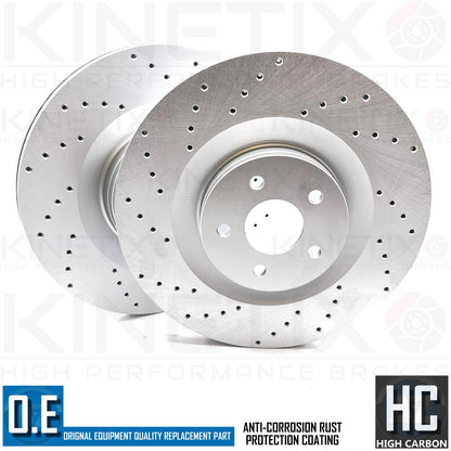 FOR FORD FOCUS RS MK3 CROSS DRILLED FRONT BRAKE DISCS BREMBO BRAKE PADS 350mm