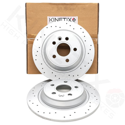 FOR FORD FOCUS RS MK3 REAR CROSS DRILLED PERFORMANCE BRAKE DISCS PAIR 302mm