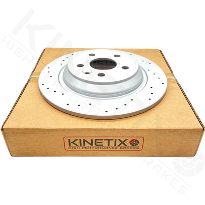 FOR FORD FOCUS RS MK3 REAR CROSS DRILLED PERFORMANCE BRAKE DISCS PAIR 302mm