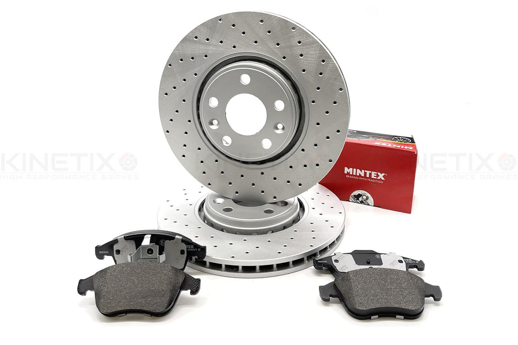 FOR RENAULT CLIO SPORT TROPHY RS200 RS220 FRONT DRILLED DISCS MINTEX PADS 320mm