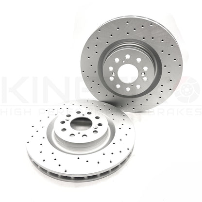 FOR HONDA CIVIC TYPE R FK2 FK8 FL5 DRILLED FRONT BRAKE DISCS CERAMIC RACING PADS 350mm