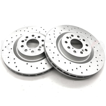 FOR HONDA CIVIC TYPE R FK2 FK8 FL5 DRILLED FRONT BRAKE DISCS CERAMIC RACING PADS 350mm