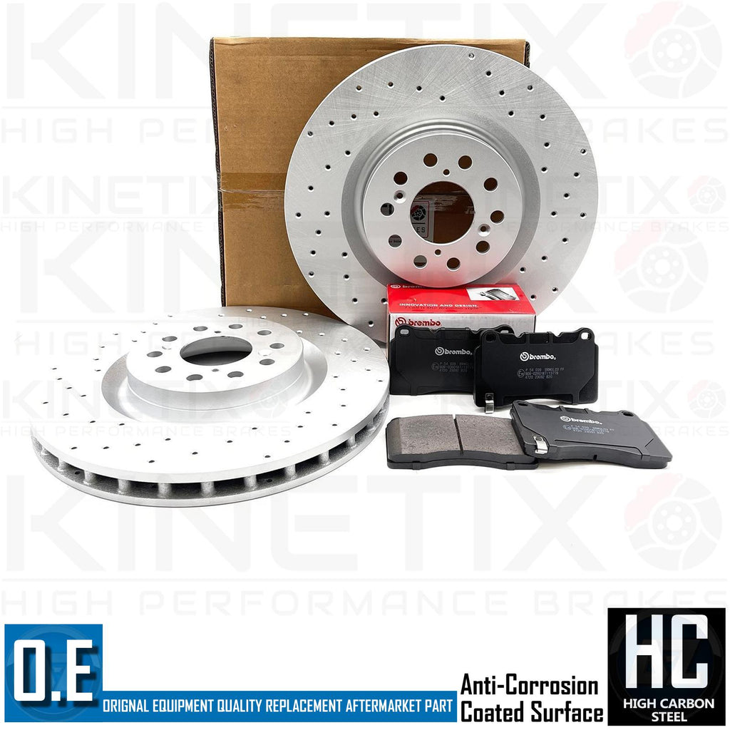 FOR HONDA CIVIC TYPE R FK FK2 FRONT DRILLED BRAKE DISCS BREMBO BRAKE PADS 2015-