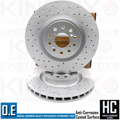 FOR HONDA CIVIC TYPE R FK2 FK8 FL5 DRILLED FRONT BRAKE DISCS CERAMIC RACING PADS 350mm