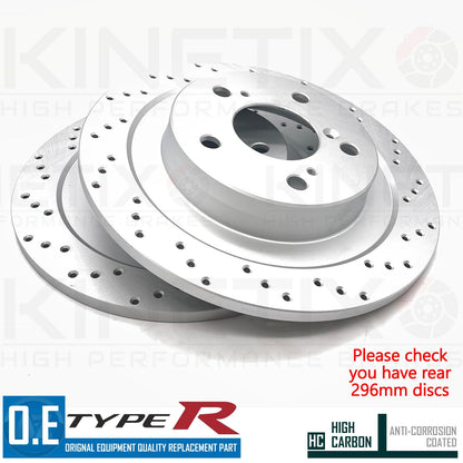 FOR HONDA CIVIC TYPE R FK FK2 REAR DRILLED BRAKE DISCS MINTEX PADS 296mm
