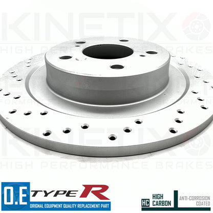 FOR HONDA CIVIC TYPE R FK CROSS DRILLED COATED REAR BRAKE DISCS PAIR 296m X 11m