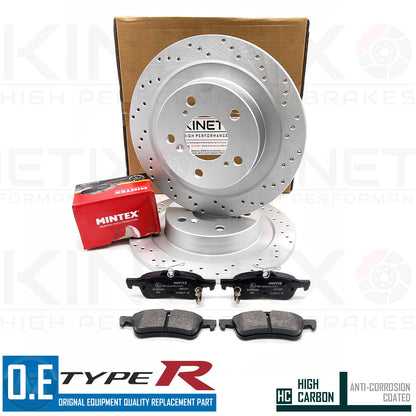 FOR HONDA CIVIC TYPE R FK FK2 REAR DRILLED BRAKE DISCS MINTEX PADS 296mm