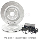 FOR AUDI S3 RS3 8V RSQ3 TTS TTRS SQ2 REAR BIG BRAKE DISCS UPGRADE 356mm X 22mm