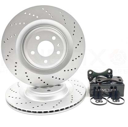 FOR VW GOLF R MK7 GTi REAR S6 S7 BIG DISCS BRAKE CONVERSION BRACKETS PADS 356mm