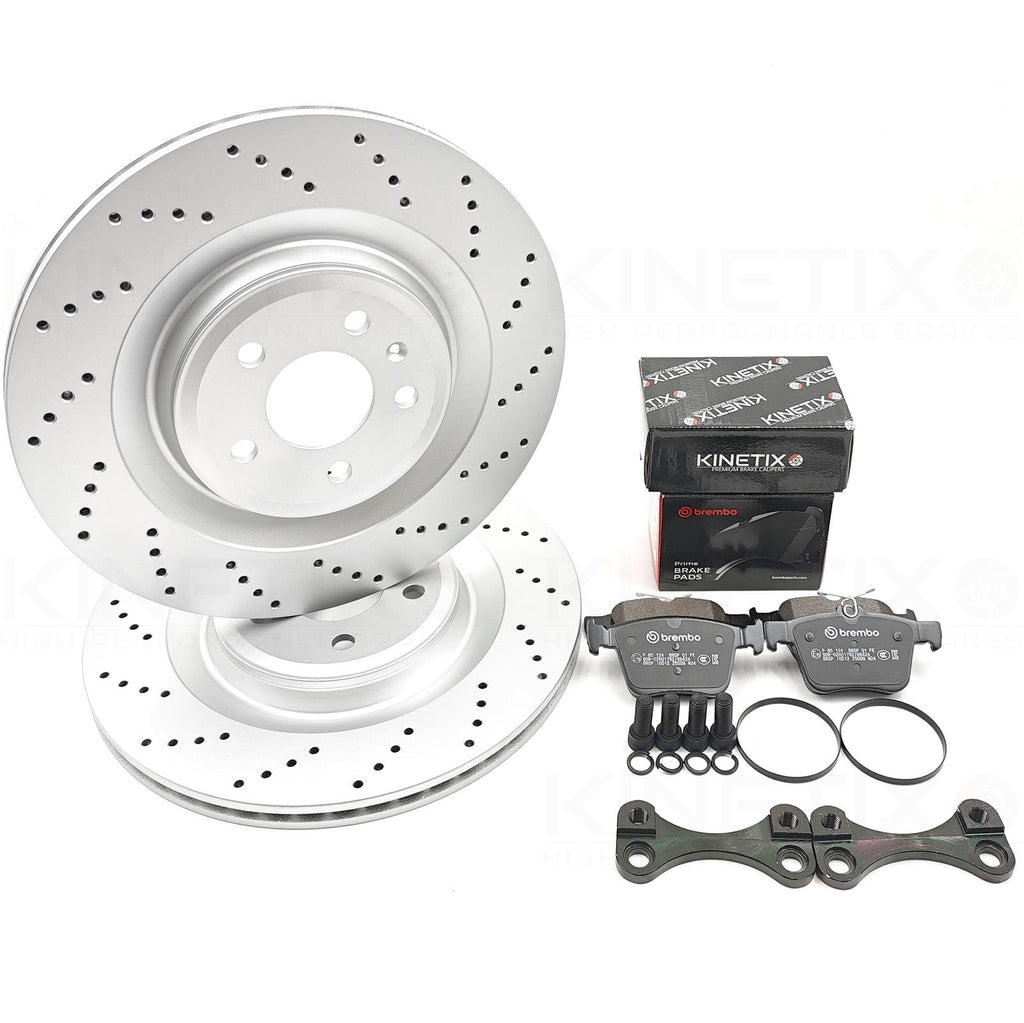 FOR VW GOLF R MK7 GTi REAR S6 S7 BIG DISCS BRAKE CONVERSION BRACKETS PADS 356mm