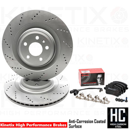 FOR AUDI S6 S7 S8 CROSS DRILLED HIGH CARBON REAR BRAKE DISCS BREMBO PADS 356mm