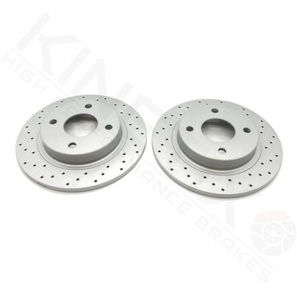 FOR FORD FIESTA 1.1 Ti-VCT CROSS DRILLED REAR BRAKE DISCS PAIR 253mm SOLID TYPE