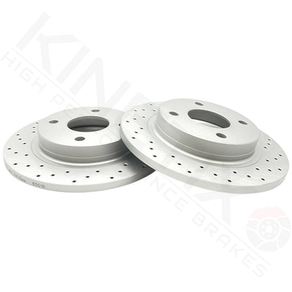 FOR FORD FIESTA ST 1.5 ST 200 CROSS DRILLED REAR BRAKE DISCS PAIR 253mm