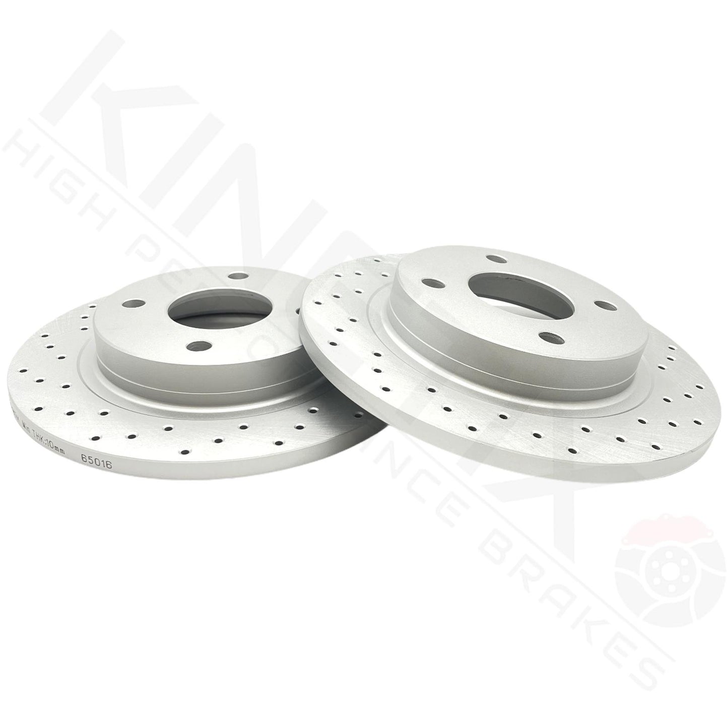 FOR FORD FIESTA MK8 2017- REAR CROSS DRILLED BRAKE DISCS PAIR 253mm *solid type*