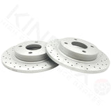 FOR FORD FIESTA 1.5 ST EcoBoost 2018- REAR CROSS DRILLED BRAKE DISCS PADS 253mm