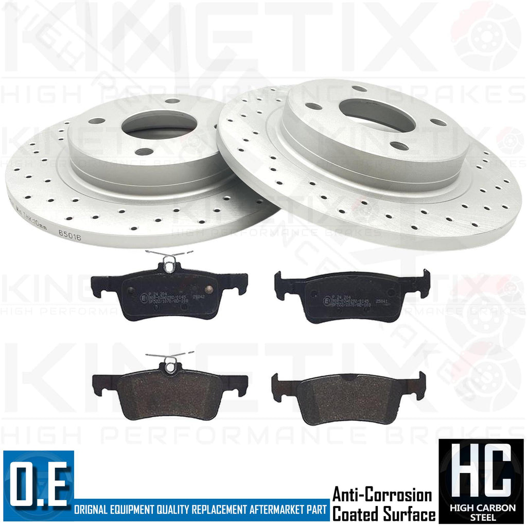 FOR FORD FIESTA 1.1 Ti-VCT CROSS DRILLED REAR BRAKE DISCS PADS 253mm SOLID TYPE
