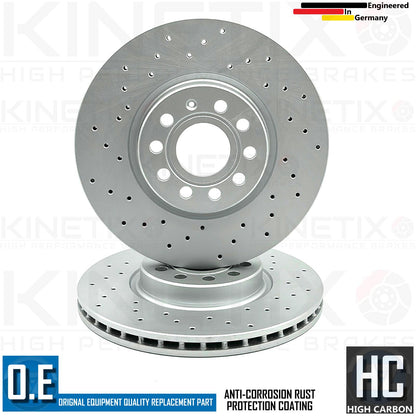 FOR VW GOLF GTI MK5 MK6 HIGH CARBON FRONT CROSS DRILLED BRAKE DISCS PAIR 312mm