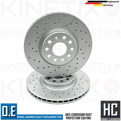 FOR SKODA KAROQ OCTAVIA SUPERB YETI FRONT CROSS DRILLED BRAKE DISCS PAIR 312mm