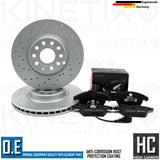 FOR AUDI A3 8P 2.0 TDI FRONT CROSS DRILLED BRAKE DISCS BREMBO PADS & WIRE 312mm