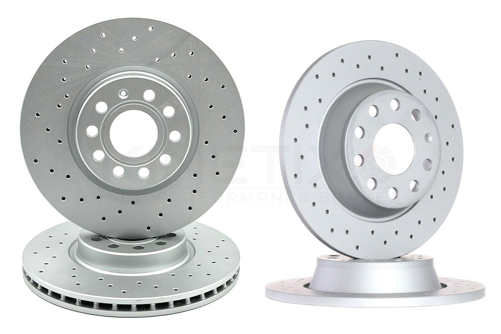 FOR VW GOLF GTI MK6 2.0 GTI CROSS DRILLED FRONT REAR BRAKE DISCS 312mm 282mm