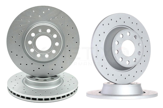 FOR VW GOLF GTI MK5 EDITION 30 CROSS DRILLED FRONT REAR BRAKE DISCS 312mm 282mm
