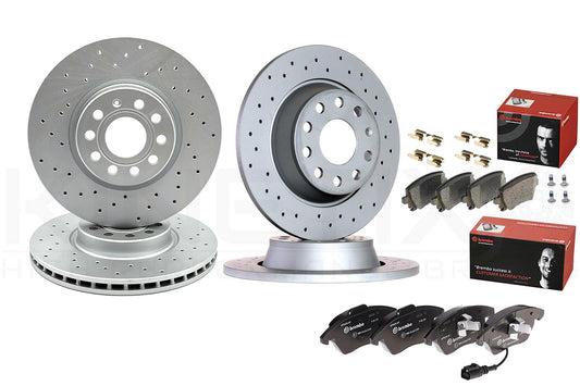 FOR VW GOLF GTI MK6 2.0 GTI CROSS DRILLED FRONT REAR BRAKE DISCS BREMBO PADS