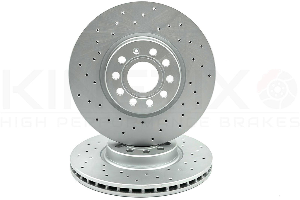 FOR VW GOLF JETTA PASSAT SCIROCCO FRONT CROSS DRILLED BRAKE DISCS PAIR 312mm