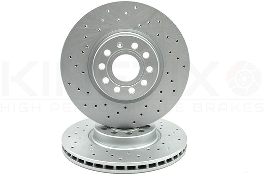 FOR SKODA KAROQ OCTAVIA SUPERB YETI FRONT CROSS DRILLED BRAKE DISCS PAIR 312mm