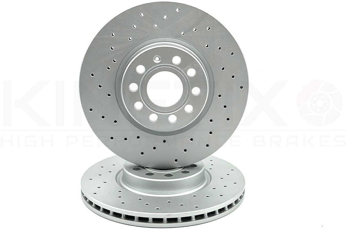 FOR VW GOLF MK5 2.0 GTI CROSS DRILLED FRONT BRAKE DISCS PAIR 312mm FR