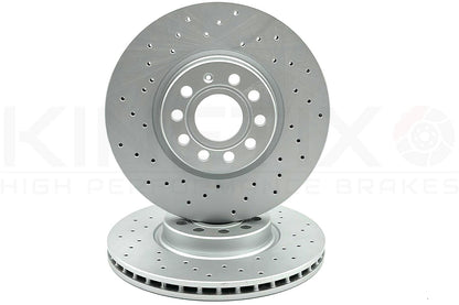 FITS VW GOLF 2.0 GTI MK5 2004-2009 DRILLED FRONT BRAKE DISCS BREMBO PADS 312mm