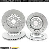 FOR AUDI S3 8Y 2020- DRILLED FRONT REAR BRAKE DISCS PADS 357mm 310mm 5WA615301A