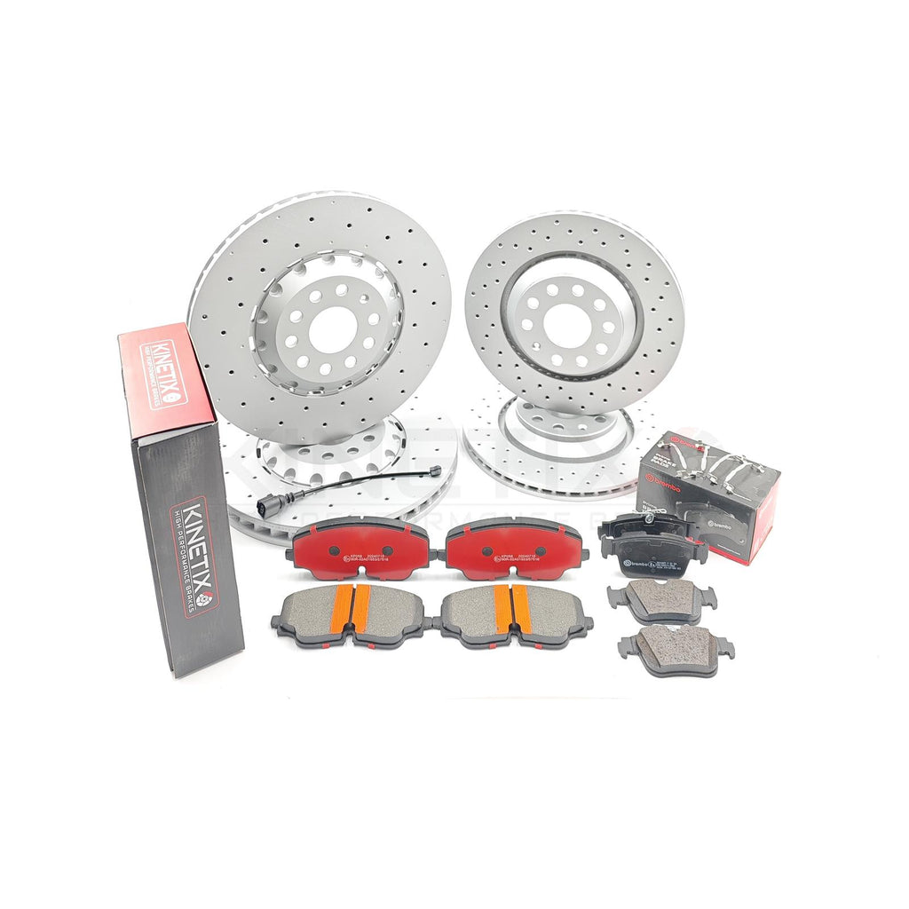 FOR VW TIGUAN R 2.0 R 20- CROSS DRILLED FRONT REAR BRAKE DISCS PADS 357mm 310mm