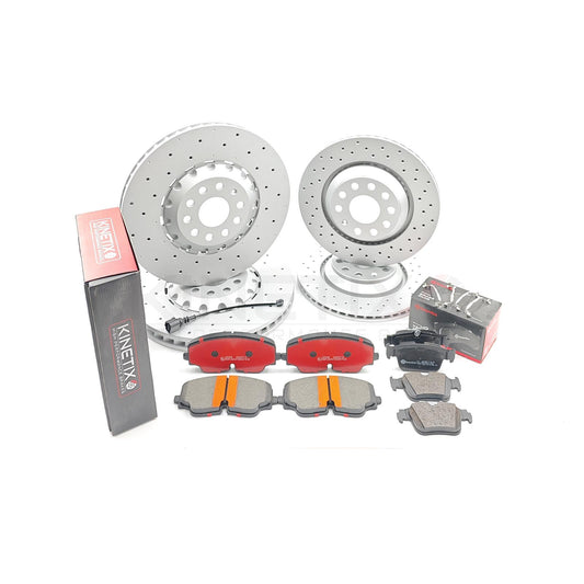 FOR VW TIGUAN R 2.0 R 20- CROSS DRILLED FRONT REAR BRAKE DISCS PADS 357mm 310mm