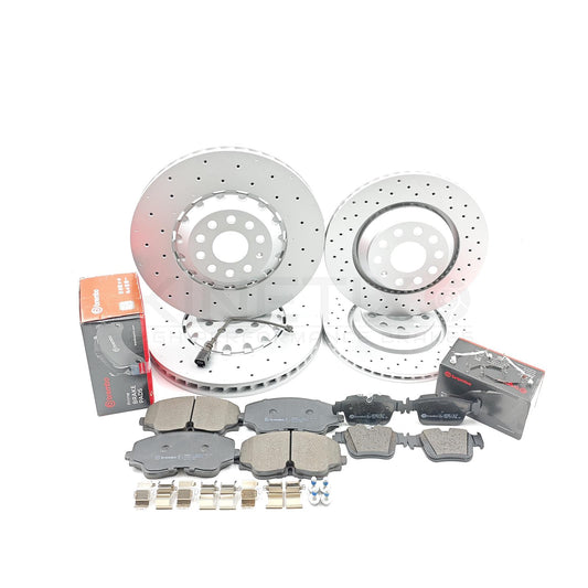 FITS VW GOLF R MK8 DRILLED FRONT REAR BRAKE DISCS PADS 357mm 310mm 5WA615301A/J