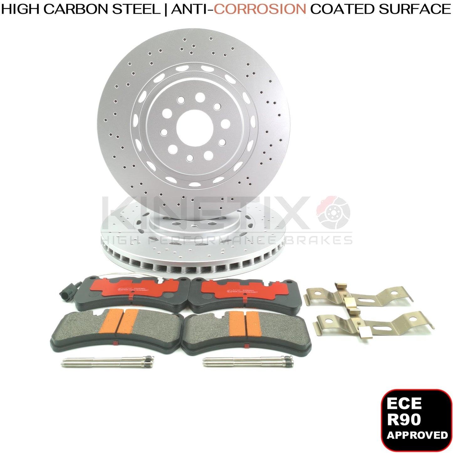 FOR MASERATI GHIBLI 2013- FRONT DRILLED BRAKE DISCS APEC PADS SENSOR 360mm