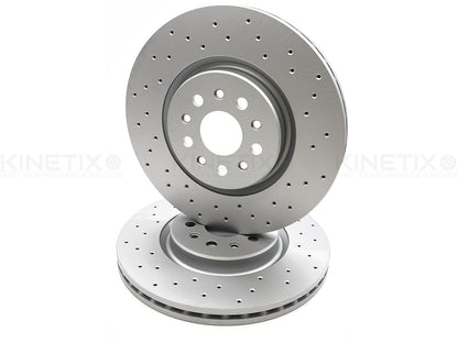 FOR MASERATI GHIBLI 3.0 S 3.0 D M157 CROSS DRILLED FRONT BRAKE DISCS PAIR 345mm