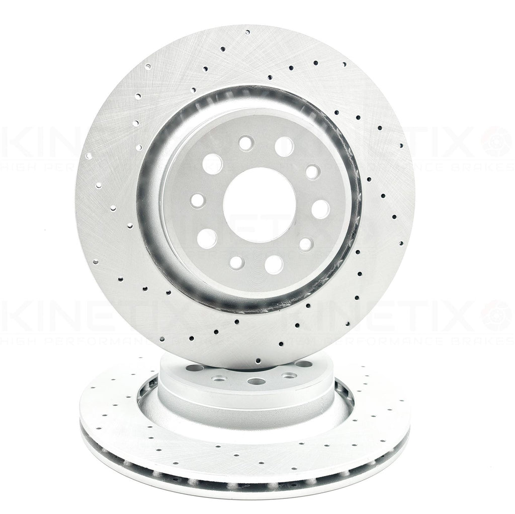 FOR MASERATI GHIBLI QUATTROPORTE CROSS DRILLED REAR BRAKE DISCS 670031771 PAIR