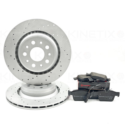 FOR MASERATI LEVANTE 3.0 D 3.0 FRONT REAR DRILLED BRAKE DISCS BREMBO PADS