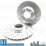FOR PORSCHE PANAMERA 4.0 CROSS DRILLED FRONT BRAKE DISCS PAIR 350mm COATED