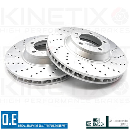 FOR PORSCHE CAYENNE 3.0 (9Y) 2017- CROSS DRILLED FRONT BRAKE DISCS PAIR 350mm