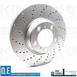 FOR PORSCHE PANAMERA 4.0 CROSS DRILLED FRONT BRAKE DISCS PAIR 350mm COATED