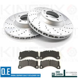 FOR PORSCHE PANAMERA 2.9 E-Hybrid 2016- DRILLED FRONT BRAKE DISCS PADS 350mm