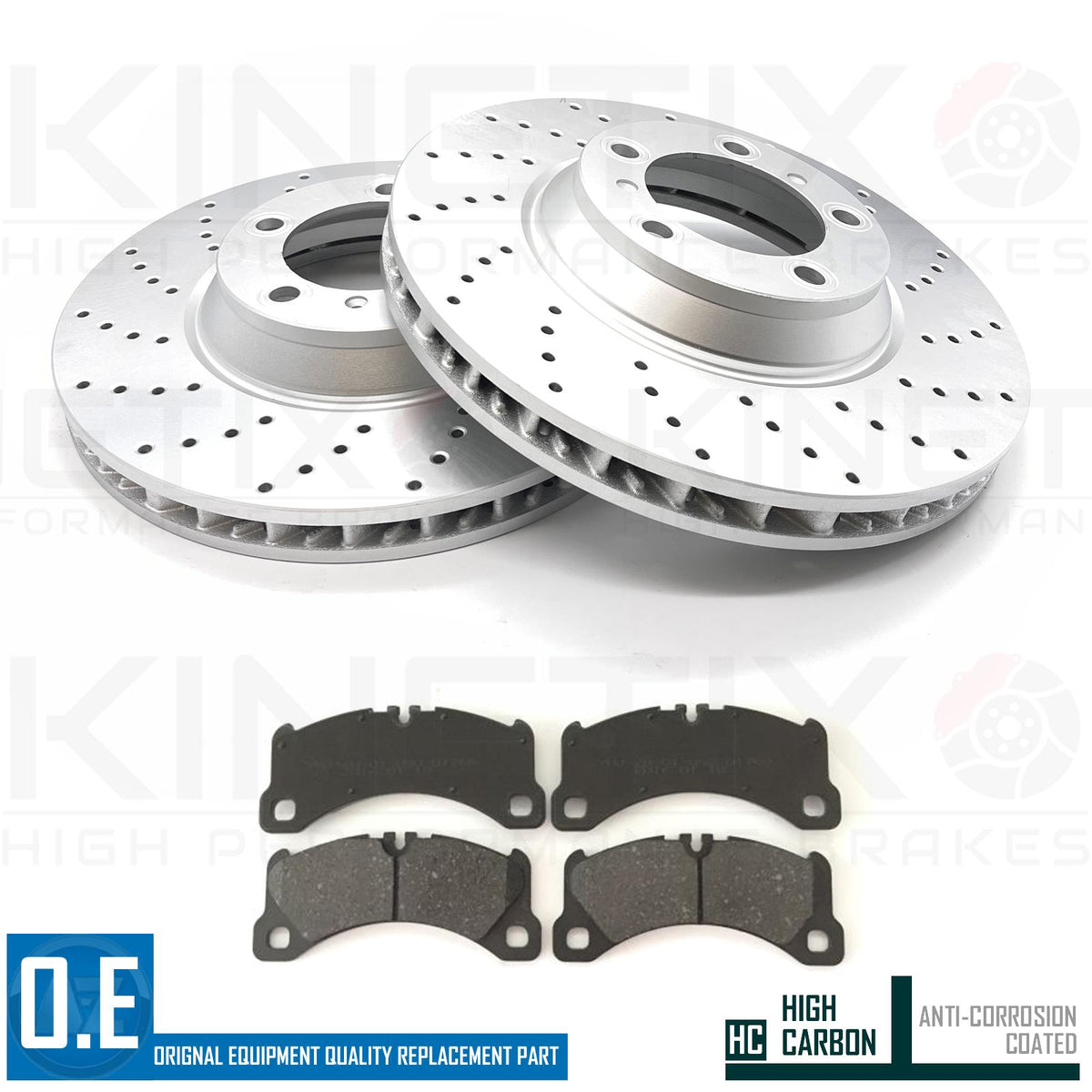 FOR PORSCHE PANAMERA 2.9 E-Hybrid 2016- DRILLED FRONT BRAKE DISCS PADS 350mm