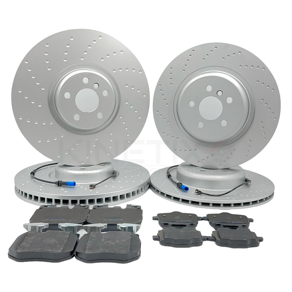 FOR BMW 740d M SPORT G11 G12 DIMPLED FRONT REAR BRAKE DISCS PADS 395mm 370mm