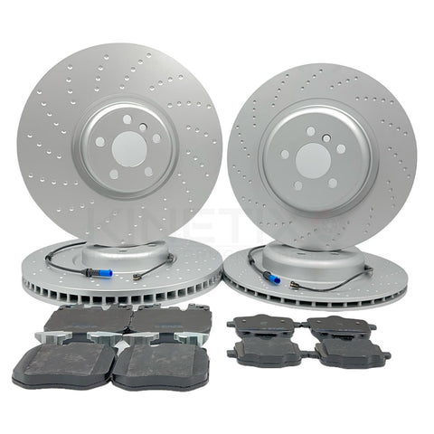 FOR BMW 740d M SPORT G11 G12 DIMPLED FRONT REAR BRAKE DISCS PADS 395mm 370mm