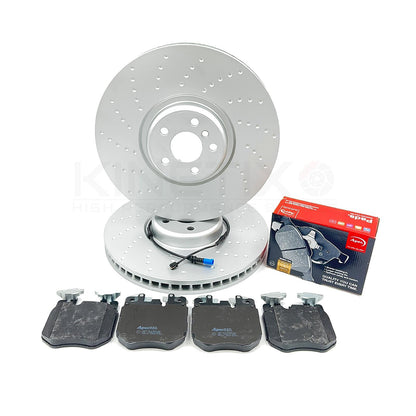 FOR BMW X5 M50i M50d 50i G05 M SPORT FRONT DIMPLE BRAKE DISCS APEC PADS WIRE 395
