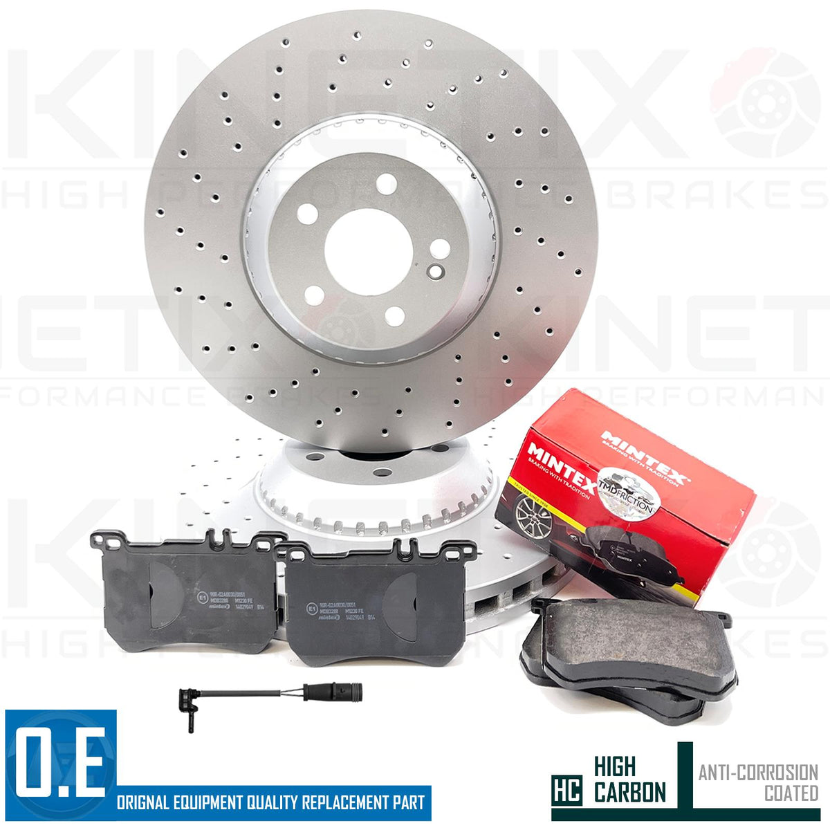 FOR MERCEDES S-CLASS AMG 13-20 FRONT DRILLED BRAKE DISCS PADS WEAR SENSOR 370mm